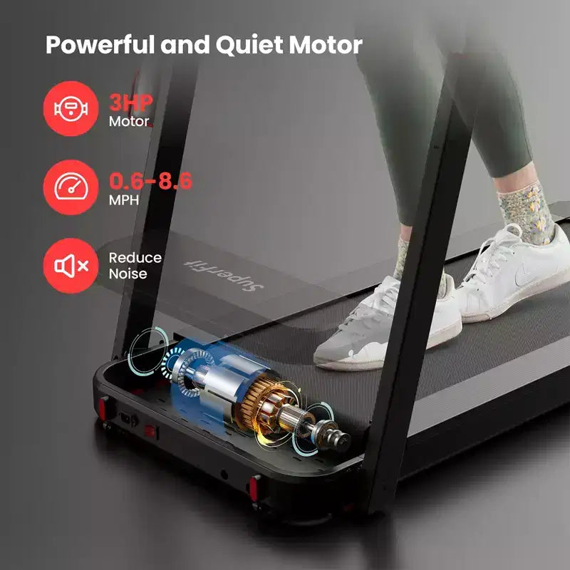 Tapis de Course Pliant Costway 3CV, Hauteur Réglable, Contrôle par APP, avec Tablette