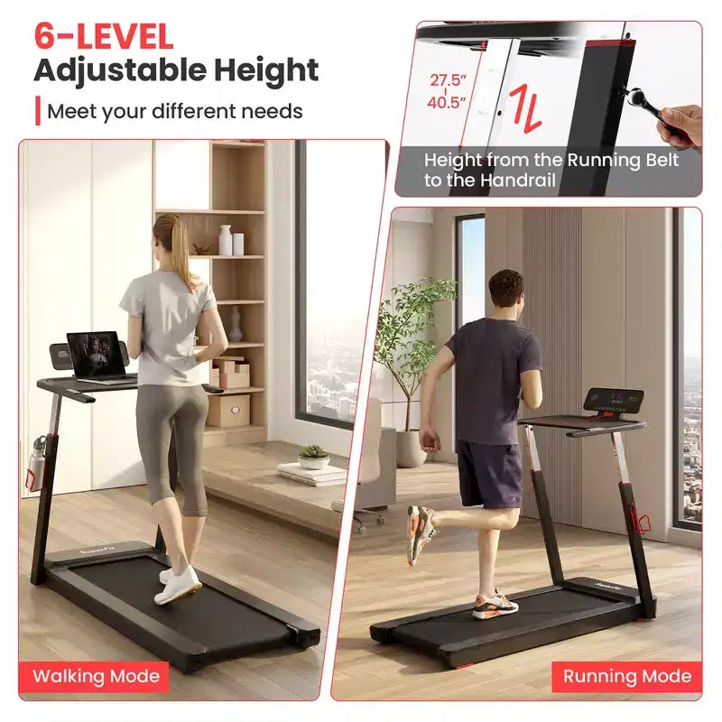 Tapis de Course Pliant Costway 3CV, Hauteur Réglable, Contrôle par APP, avec Tablette