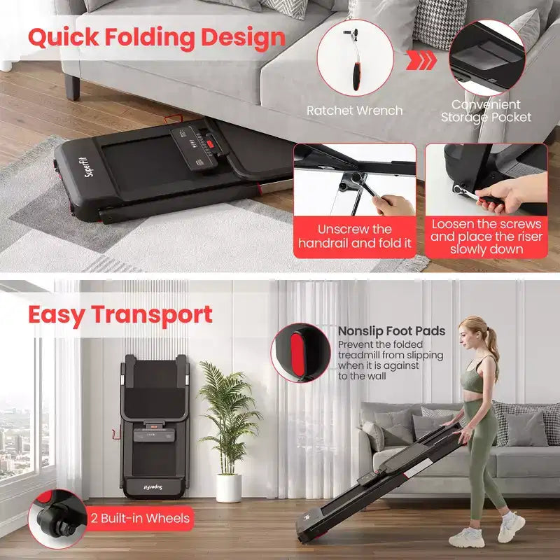 Tapis de Course Pliant Costway 3CV, Hauteur Réglable, Contrôle par APP, avec Tablette
