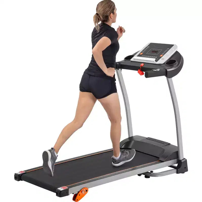 Tapis roulant pliable compact électrique réglable de 1,5 CV avec support d'équipement, capteur de pouls et 3 niveaux d'inclinaison - ModernLuxe