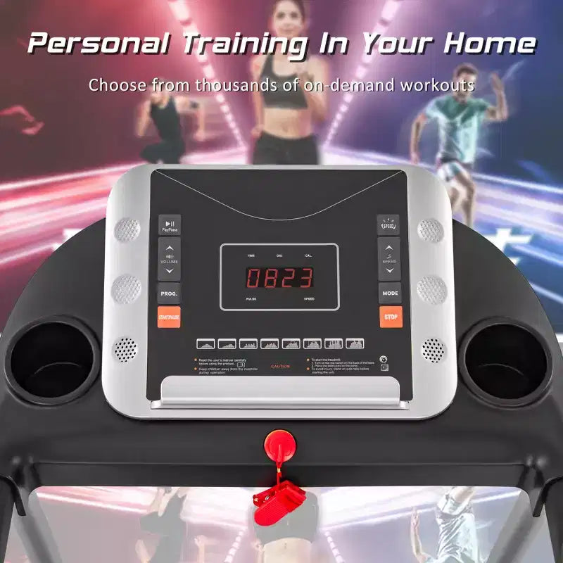 1.5HP Electric Adjustable Compact Folding Treadmill with Equipment Holder, Pulse Sensor and 3 Levels of Incline - ModernLuxe