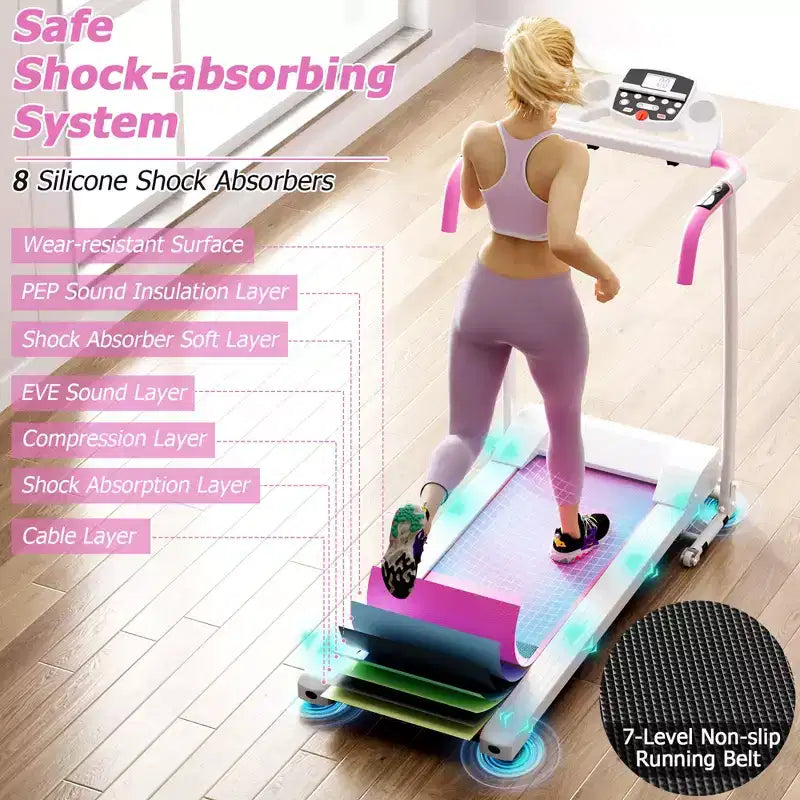 Tapis de course pliable Costway 2 CV, motorisé, 12 programmes prédéfinis et écran LCD Noir/Blanc