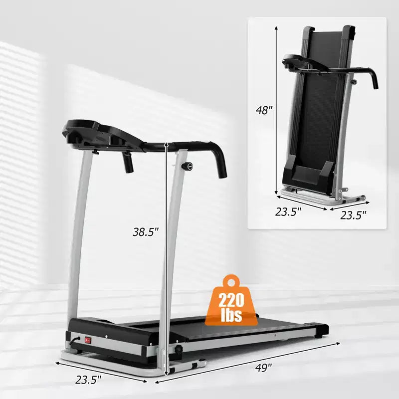 Tapis de course pliable Costway 2 CV, motorisé, 12 programmes prédéfinis et écran LCD Noir/Blanc