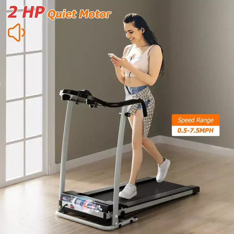 Tapis de course pliable Costway 2 CV, motorisé, 12 programmes prédéfinis et écran LCD Noir/Blanc