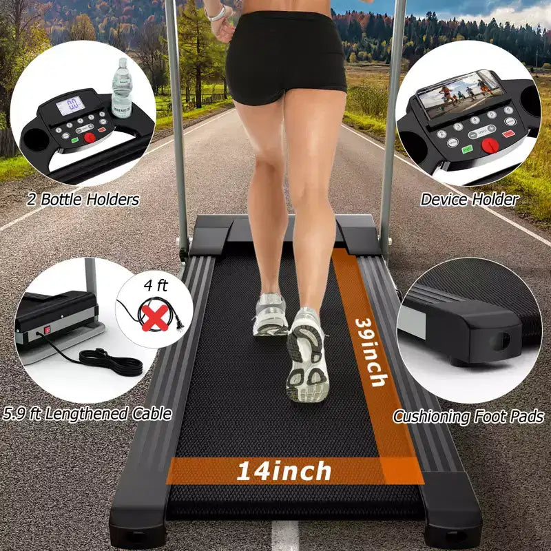 Tapis de course pliable Costway 2 CV, motorisé, 12 programmes prédéfinis et écran LCD Noir/Blanc