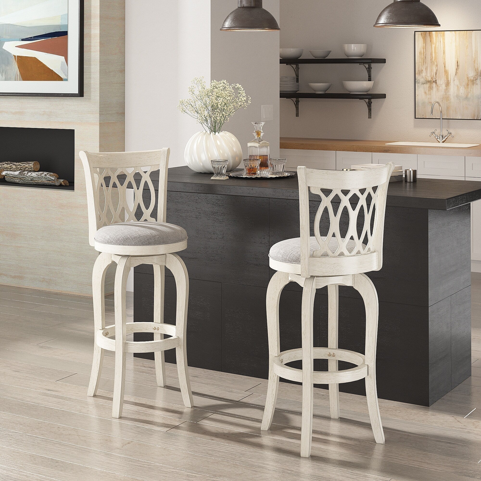 Tabouret de bar pivotant Rovinj Scroll Back