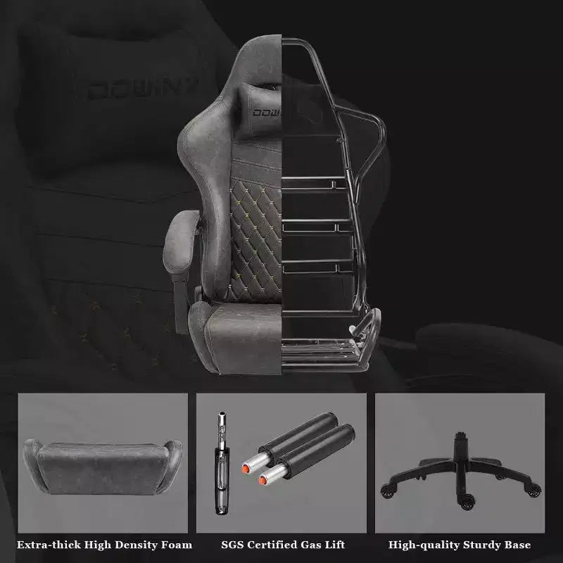 Adjustable Gaming Chair with Massage Lumbar Support and Retractable Footrest - Dowinx