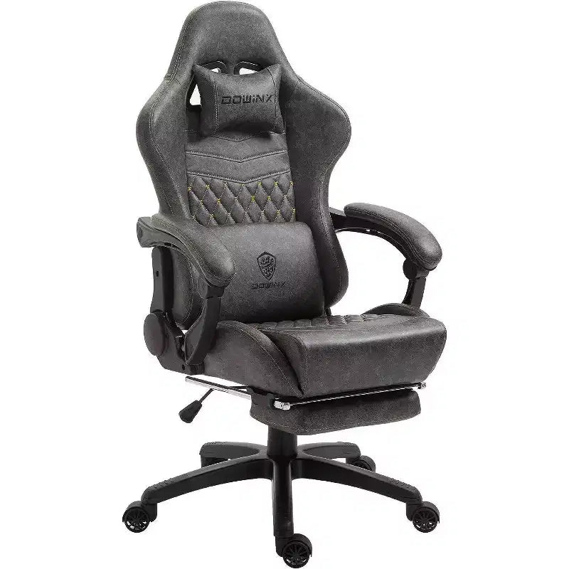 Adjustable Gaming Chair with Massage Lumbar Support and Retractable Footrest - Dowinx