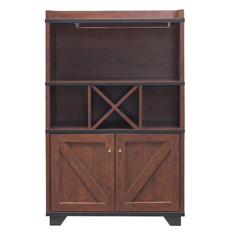 Furniture of America Keya Farmhouse 6-shelf Wine Cabinet Buffet
