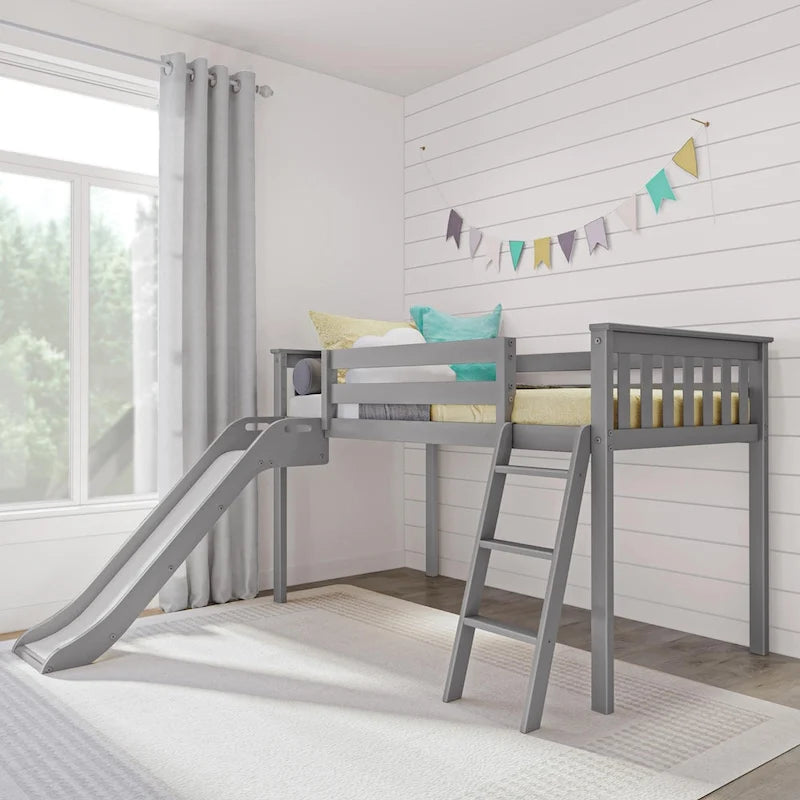Max and Lily Classic Twin-Size Low Loft with Easy Slide