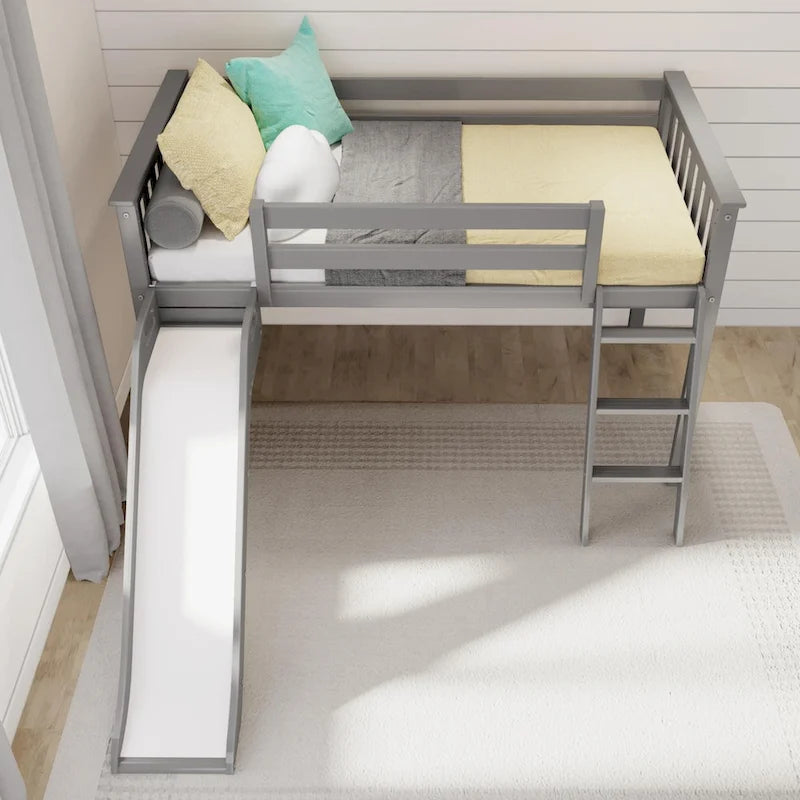 Max and Lily Classic Twin-Size Low Loft with Easy Slide