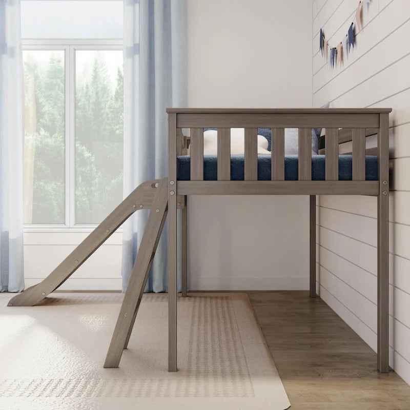 Max and Lily Classic Twin-Size Low Loft with Easy Slide