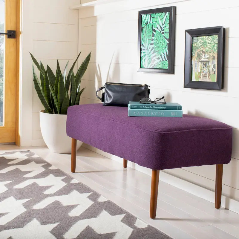 SAFAVIEH Ariane Mid Century Orange Wool Bench - 39.6  x 19.9  x 18.3  - 40Wx20Dx18H