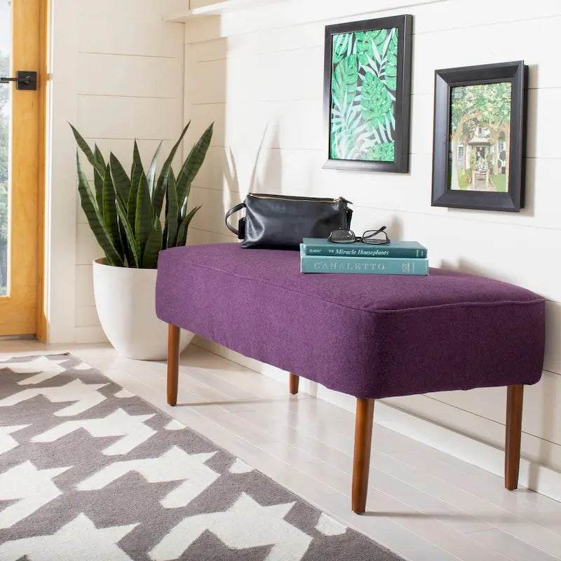 SAFAVIEH Ariane Mid Century Orange Wool Bench - 39.6  x 19.9  x 18.3  - 40Wx20Dx18H