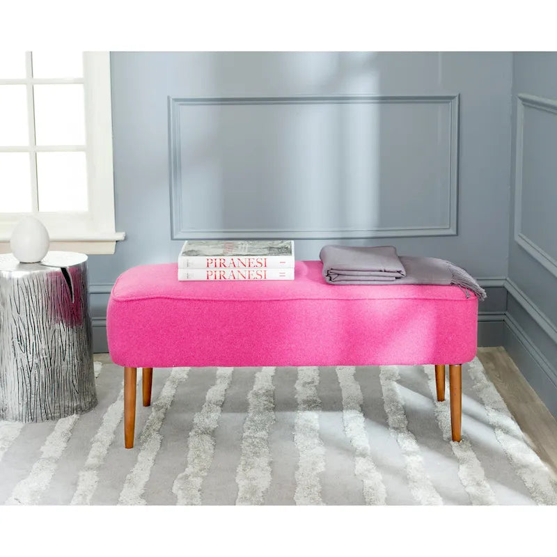 SAFAVIEH Ariane Mid Century Orange Wool Bench - 39.6  x 19.9  x 18.3  - 40Wx20Dx18H