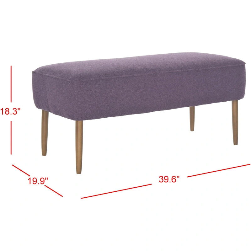 SAFAVIEH Ariane Mid Century Orange Wool Bench - 39.6  x 19.9  x 18.3  - 40Wx20Dx18H
