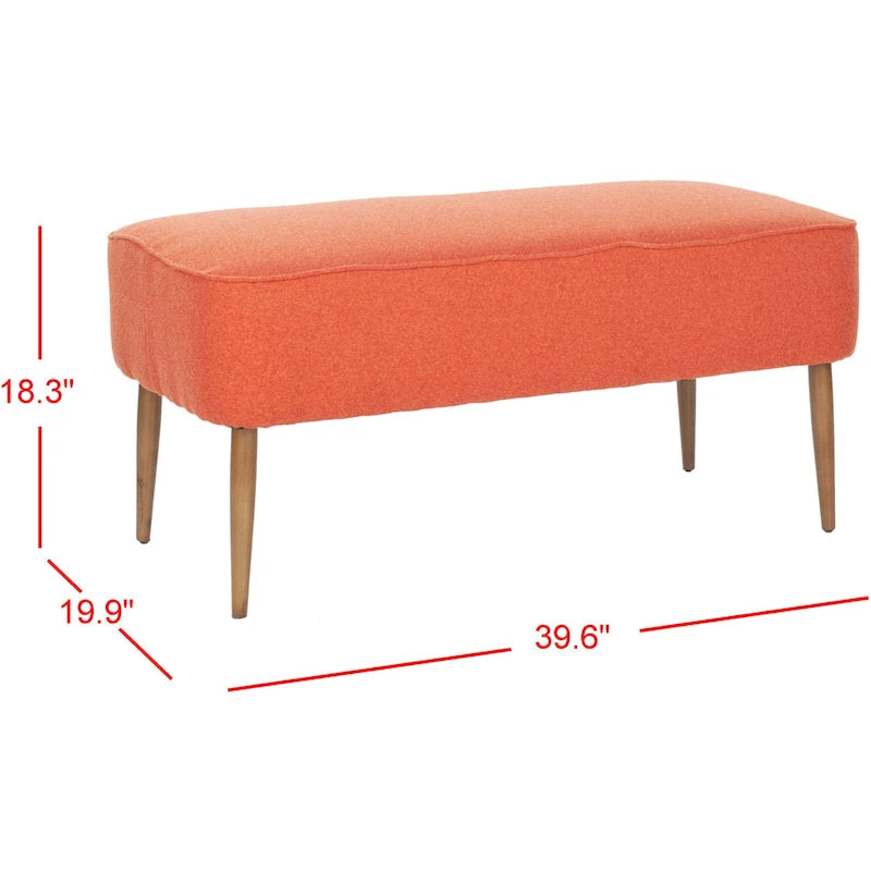 SAFAVIEH Ariane Mid Century Orange Wool Bench - 39.6  x 19.9  x 18.3  - 40Wx20Dx18H