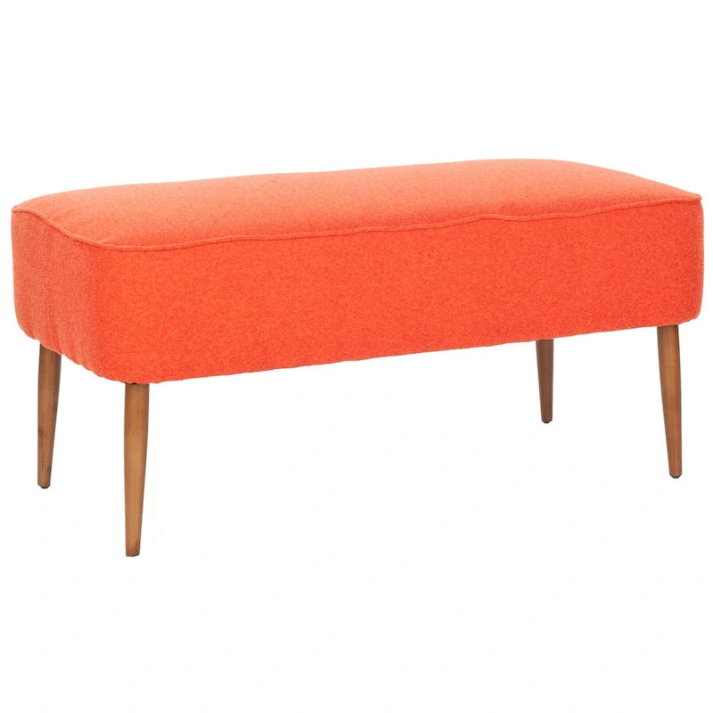 SAFAVIEH Ariane Mid Century Orange Wool Bench - 39.6  x 19.9  x 18.3  - 40Wx20Dx18H
