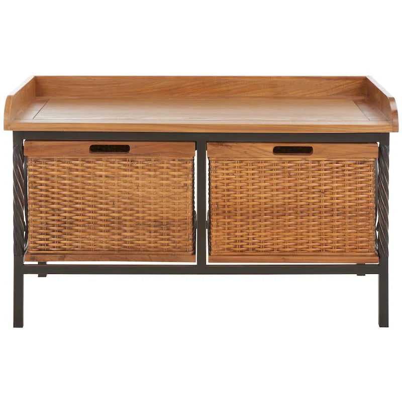 SAFAVIEH Vasilija Antique Pewter/ Light Ash Storage Bench - 33  x 15.7  x 20  - 33Wx16Dx20H