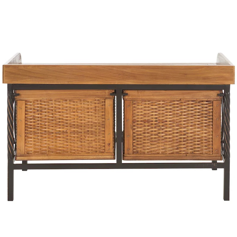 SAFAVIEH Vasilija Antique Pewter/ Light Ash Storage Bench - 33  x 15.7  x 20  - 33Wx16Dx20H