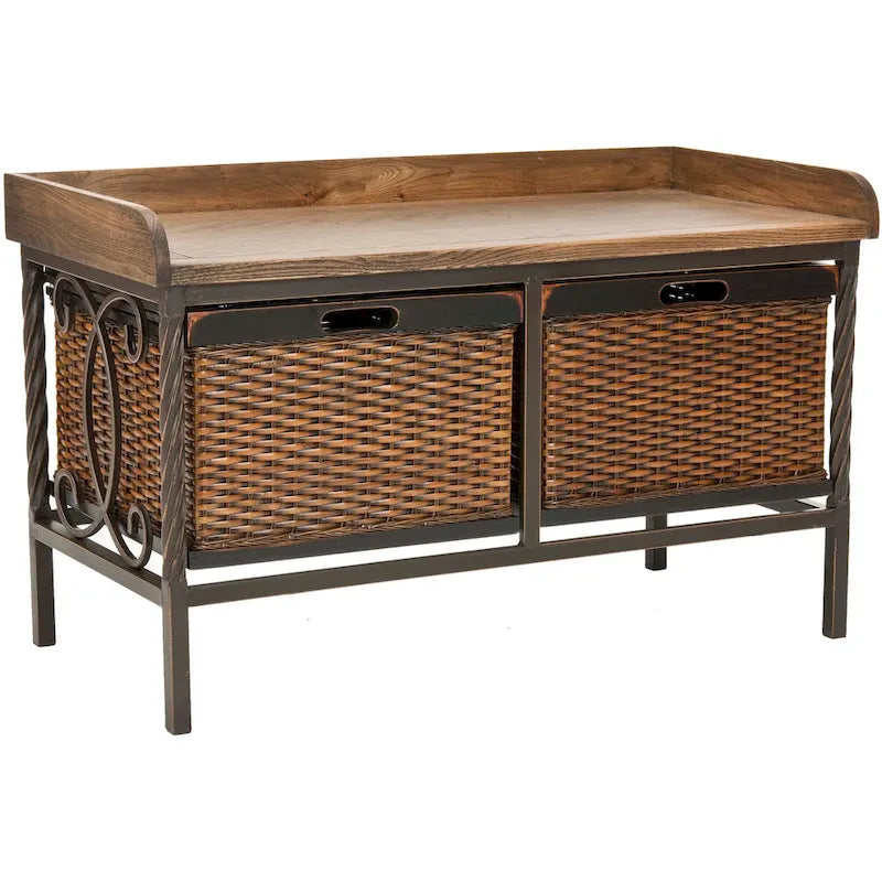 SAFAVIEH Vasilija Antique Pewter/ Light Ash Storage Bench - 33  x 15.7  x 20  - 33Wx16Dx20H