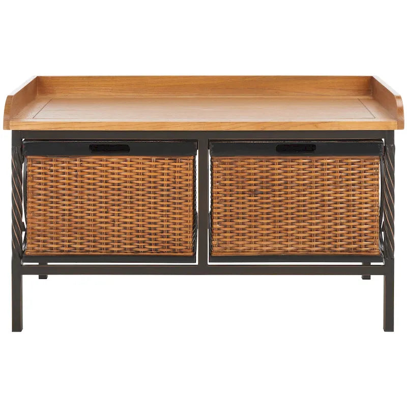 SAFAVIEH Vasilija Antique Pewter/ Light Ash Storage Bench - 33  x 15.7  x 20  - 33Wx16Dx20H
