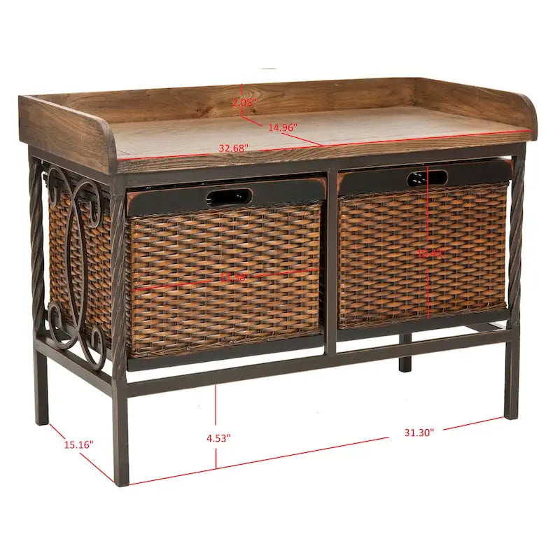 SAFAVIEH Vasilija Antique Pewter/ Light Ash Storage Bench - 33  x 15.7  x 20  - 33Wx16Dx20H