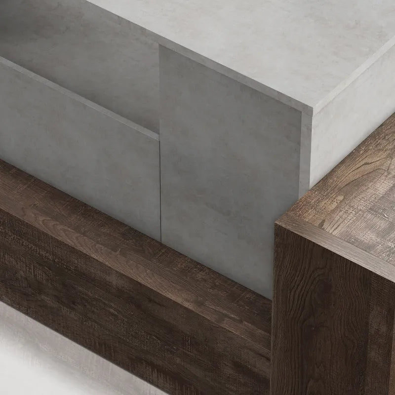 Geso Industrial Oak and Light Grey 71-inch 4-Shelf TV Console by Furniture of America