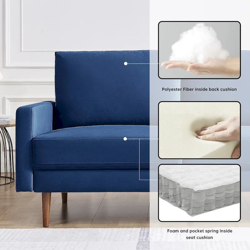 OS Home and Office Furniture 69 Inch Wide Upholstered Sofa with Square Arms