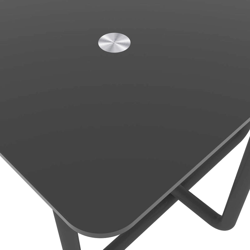 Modern Tempered Glass and Black Metal Coffee Table - 23.62 x 39.37 x 17.71