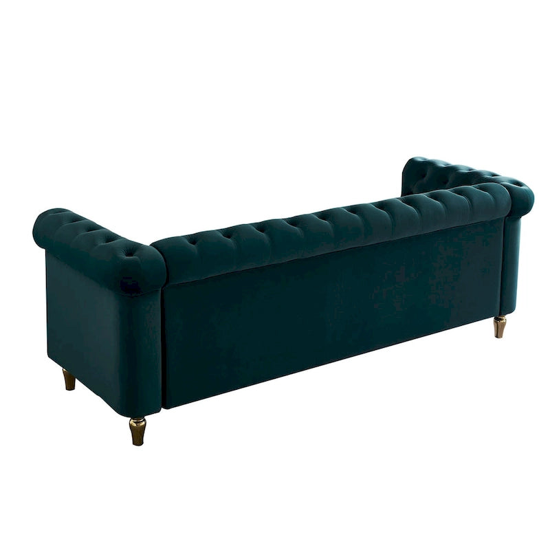 Chesterfield Velvet Sofa with Gold Strip Trim