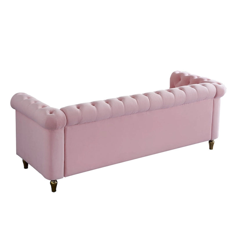 Chesterfield Velvet Sofa with Gold Strip Trim