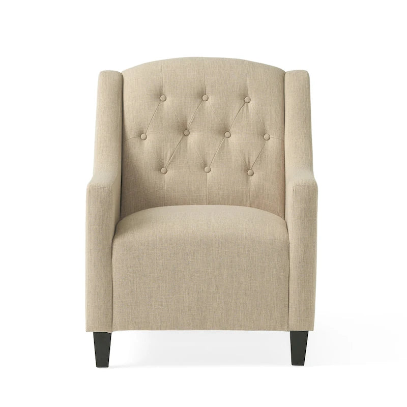 Elaine Light Beige Tufted Fabric Club Chair with Ottoman by Christopher Knight Home