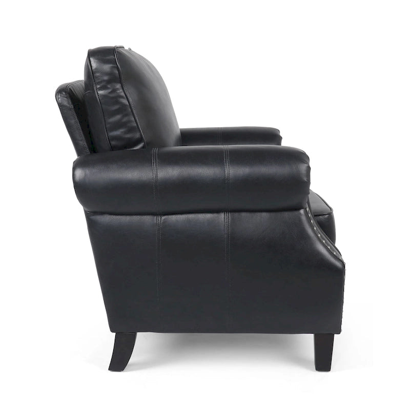 Dowd Faux Leather Club Chair with Nailhead Trim by Christopher Knight Home