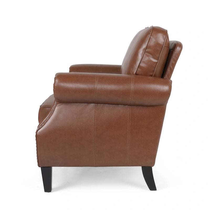 Dowd Faux Leather Club Chair with Nailhead Trim by Christopher Knight Home