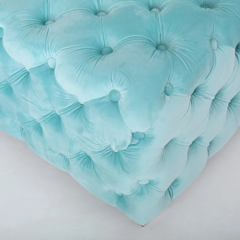 Jaymee Modern Glam Button Tufted Velvet Ottoman by Christopher Knight Home