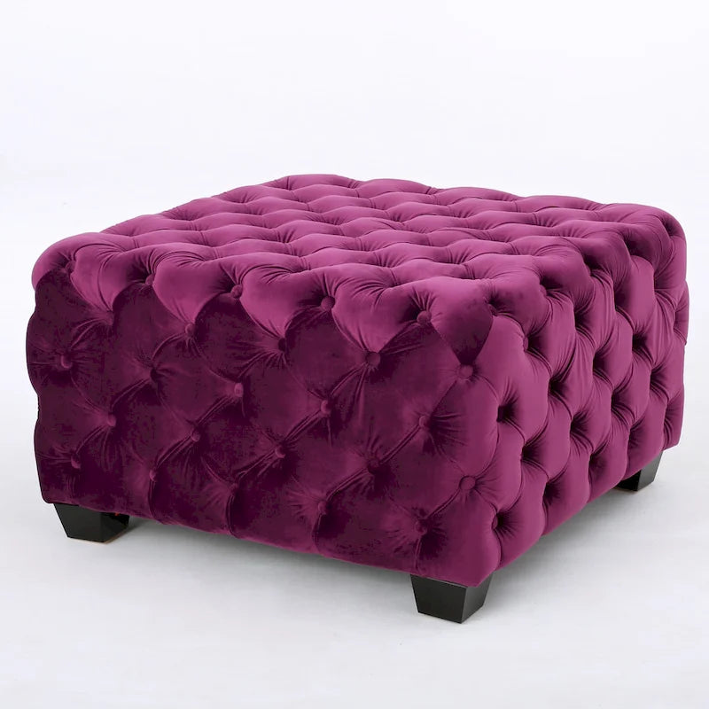 Jaymee Modern Glam Button Tufted Velvet Ottoman by Christopher Knight Home