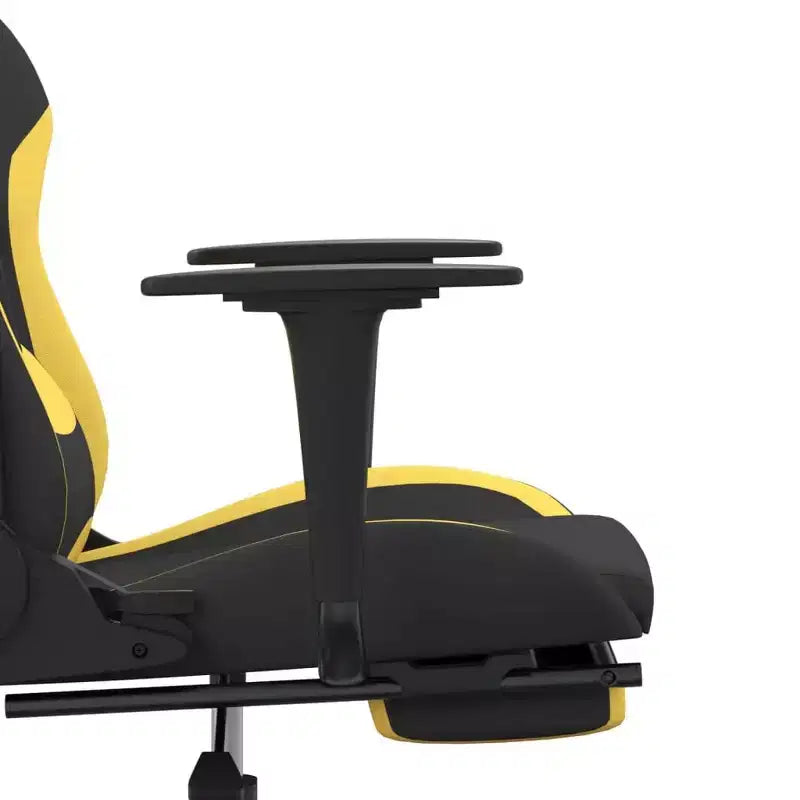 vidaXL Massage Gaming Chair with Footrest, Black and Yellow, Fabric