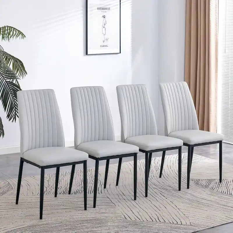 Dining Chairs Set of 4, Comfortable Upholstered Seat with Metal Legs, Curved Backrest