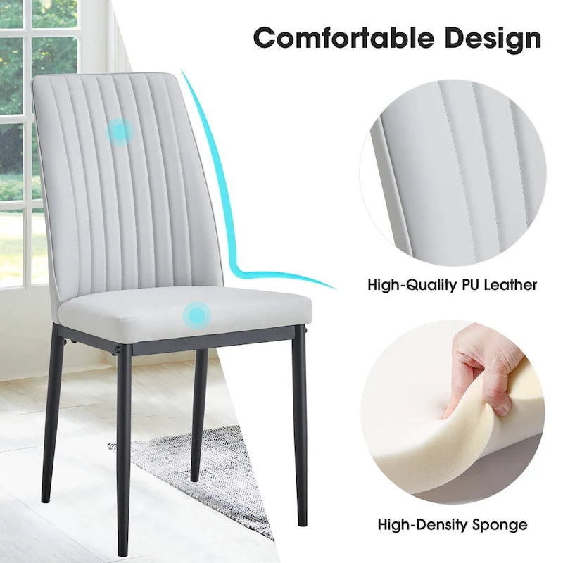 Dining Chairs Set of 4, Comfortable Upholstered Seat with Metal Legs, Curved Backrest