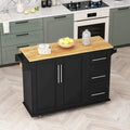 Kitchen Island Cart with Two Door Cabinet and Three Drawers