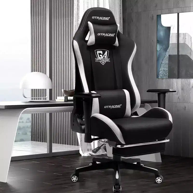 GTRACING Gaming Chair Fabric Height Adjustable Footrest Reclining Office Chair