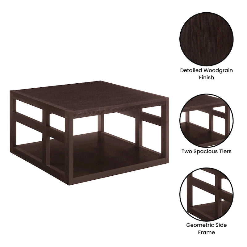 Convenience Concepts Monterey Square Coffee Table with Shelf