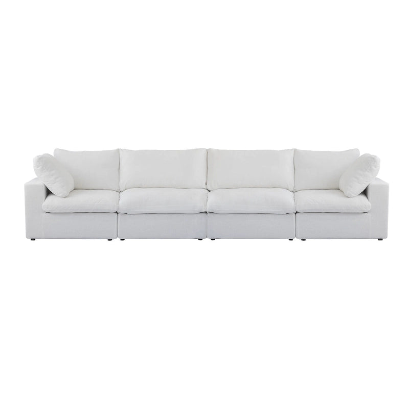 160.6  Modern Linen Upholstered Sofa Multiple Cushions Sectional Couch
