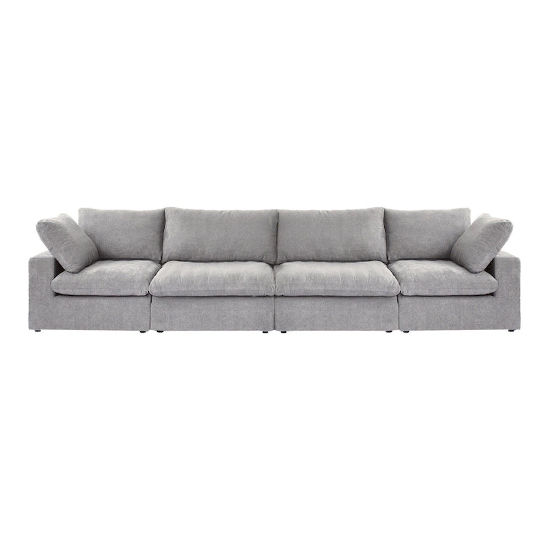 160.6  Modern Linen Upholstered Sofa Multiple Cushions Sectional Couch