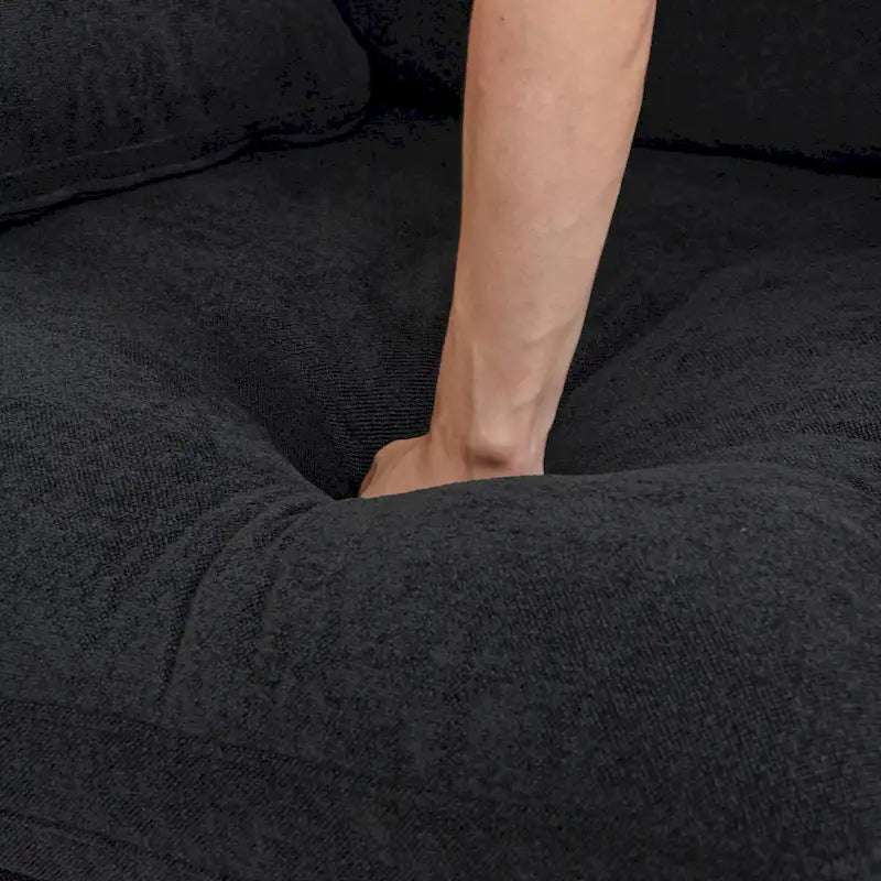 160.6  Modern Linen Upholstered Sofa Multiple Cushions Sectional Couch