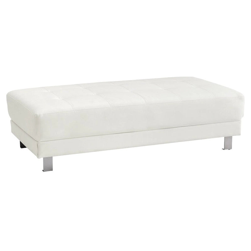 Faux Leather Tufted Ottoman
