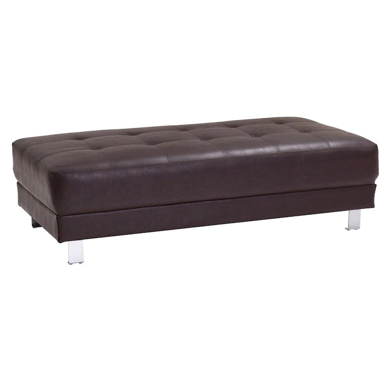 Faux Leather Tufted Ottoman
