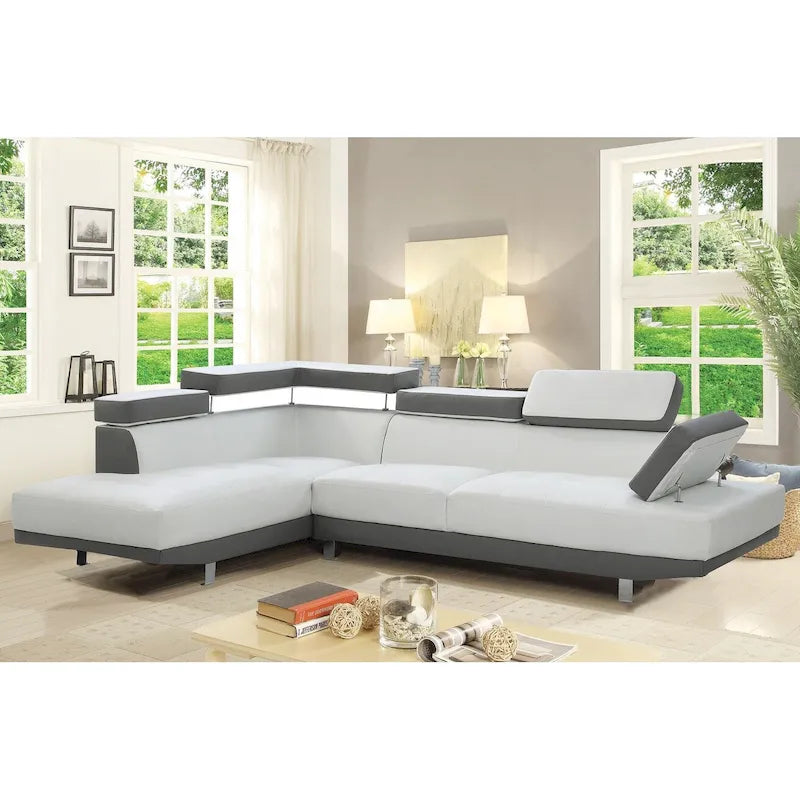 Riveredge 109 in. W 2-piece Faux Leather L Shape Sectional Sofa - 76 L x 109 W x 28 H