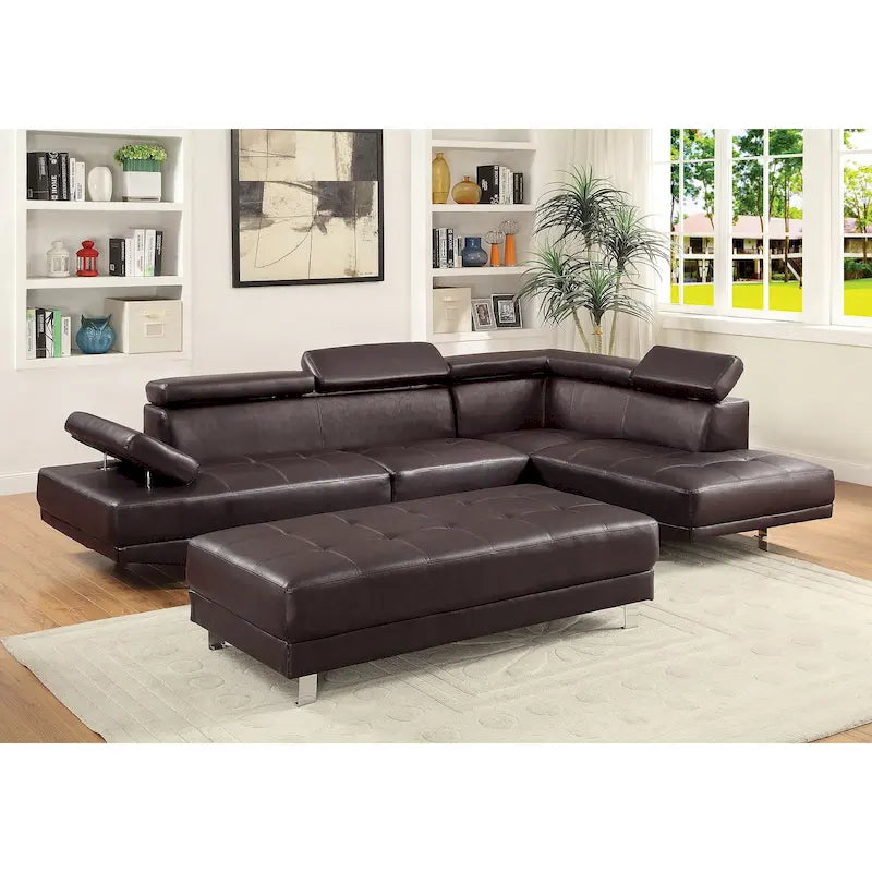 Riveredge 109 in. W 2-piece Faux Leather L Shape Sectional Sofa - 76 L x 109 W x 28 H